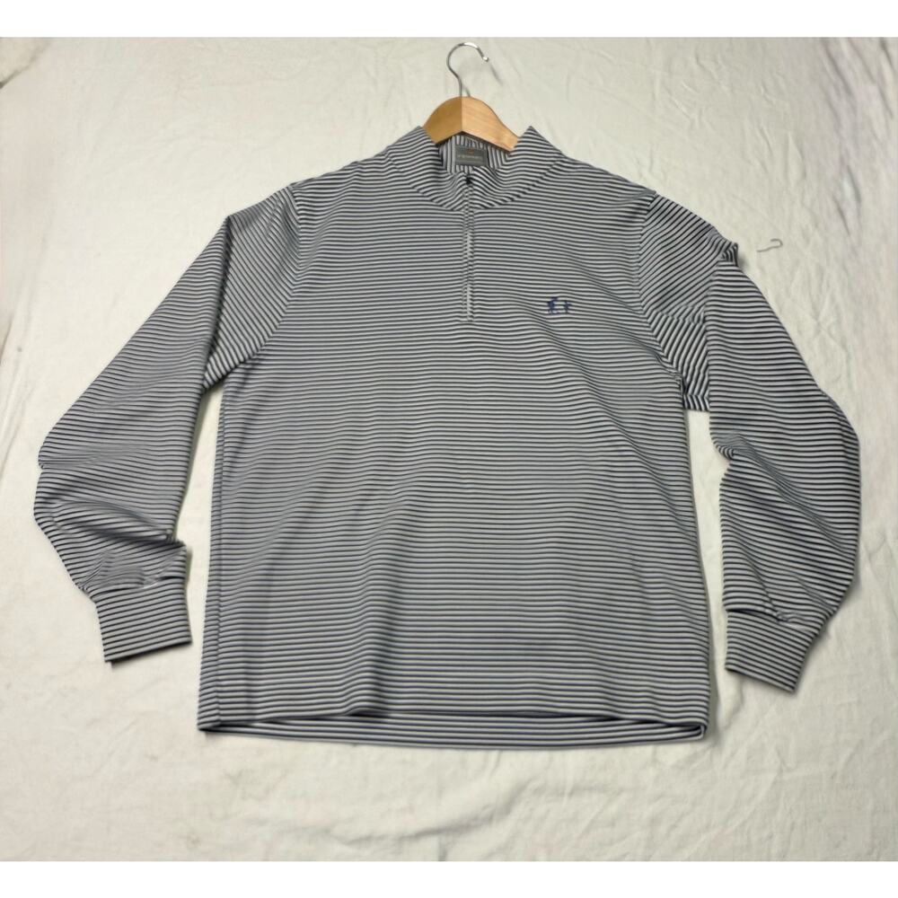 Fennec Highly Evolved 1/4 zip golf shirt Men's Medium blue / White Striped shirt